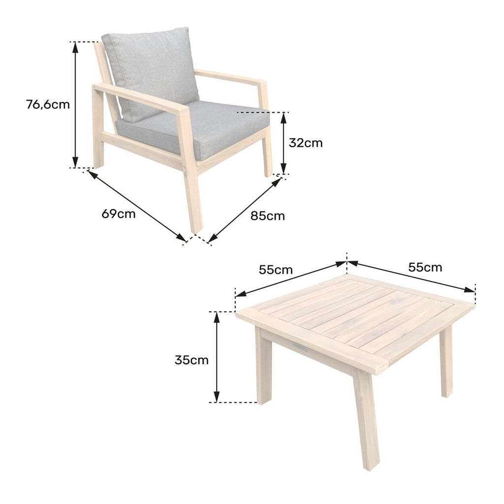 Garten-Lounge-Set aus Akazie – 2 Plätze