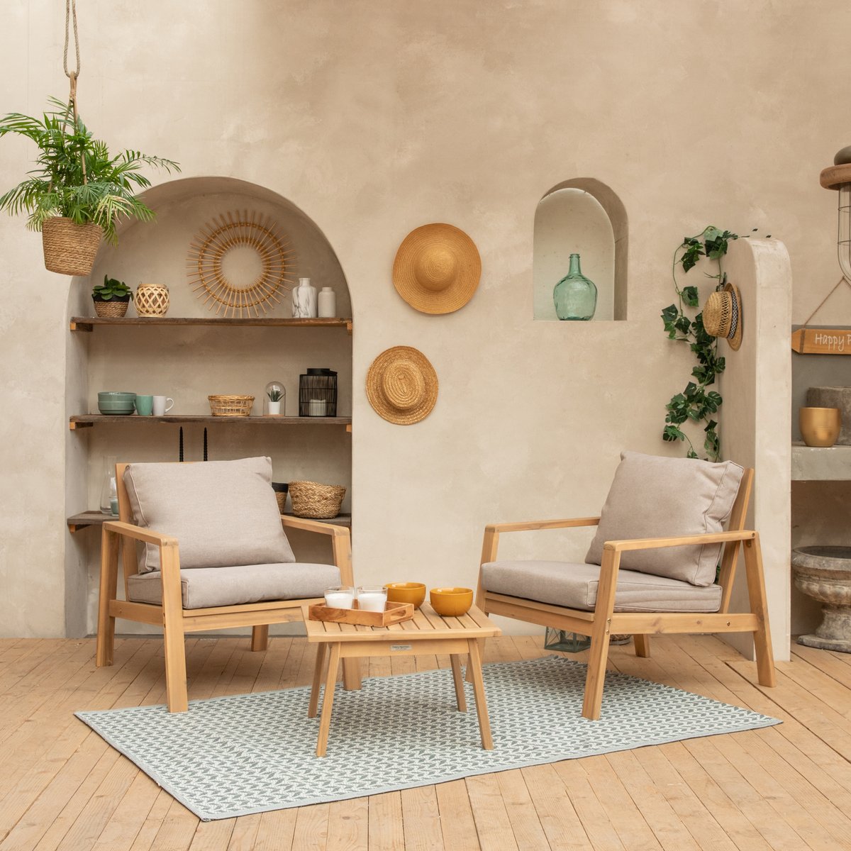 Garten-Lounge-Set aus Akazie – 2 Plätze