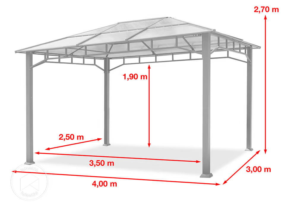 Gartenpavillon Sunset Deluxe, festes Dach, 3×4 m