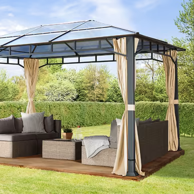 Gartenpavillon Sunset Deluxe, festes Dach, 3×4 m