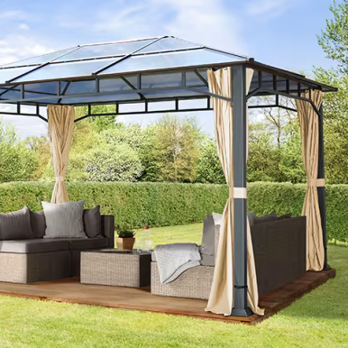 Gartenpavillon Sunset Deluxe, festes Dach, 3×4 m