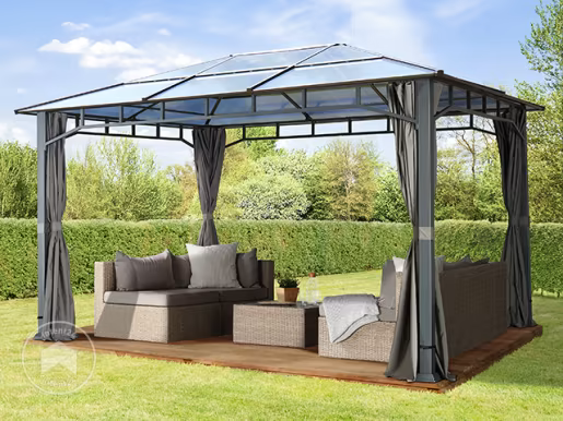 Gartenpavillon Sunset Deluxe, festes Dach, 3×4 m