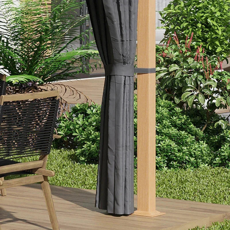 Rechteckiger Gartenpavillon mit Vorhängen und Polyester-Dach, 4 × 3 m – Aluminiumstruktur