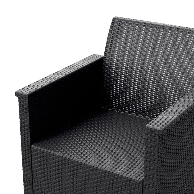 Garten-Lounge-Set Emma aus schwarzem Polypropylen, 4 Personen