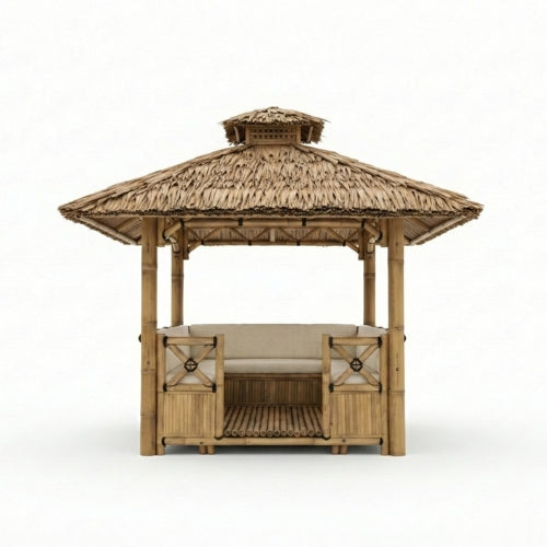Bambus-Paillote mit Sitzbänken M1 | Gazebo & Pergola