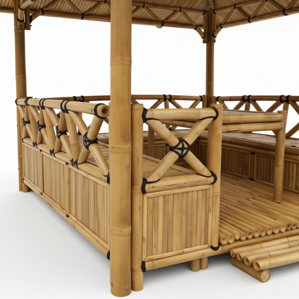 Bambus-Paillote mit Sitzbänken M1 | Gazebo & Pergola
