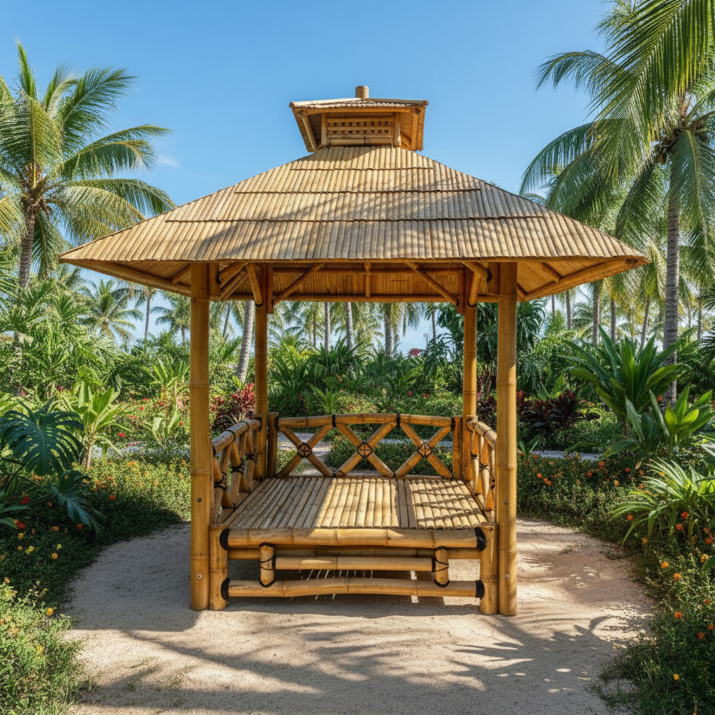 Bambus-Paillote mit erhöhtem Boden | Gazebo & Pergola