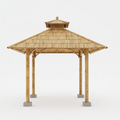 Pergola bambou naturelle pour créer un espace repas extérieur protégé