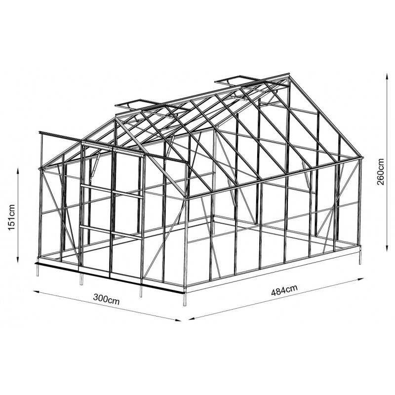 Garten-Gewächshaus Prima – 14,52 m², Aluminium Anthrazit & 4 mm Sicherheitsglas