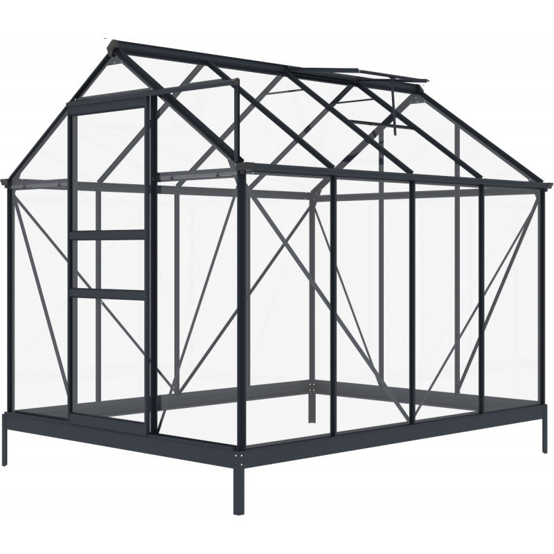 Garten-Gewächshaus RINCA – 4,57 m², Aluminium Anthrazit & 4 mm Sicherheitsglas