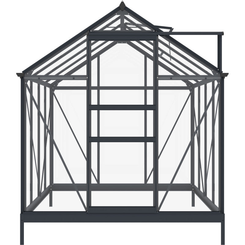 Garten-Gewächshaus RINCA – 4,57 m², Aluminium Anthrazit & 4 mm Sicherheitsglas