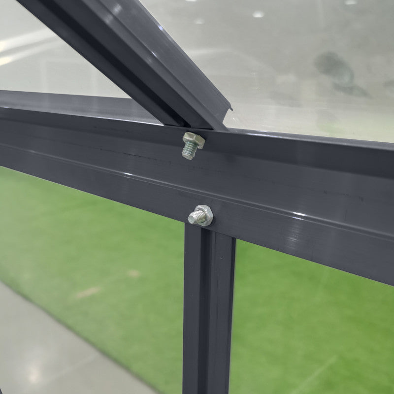 Garten-Gewächshaus RINCA – 4,57 m², Aluminium Anthrazit & 4 mm Sicherheitsglas