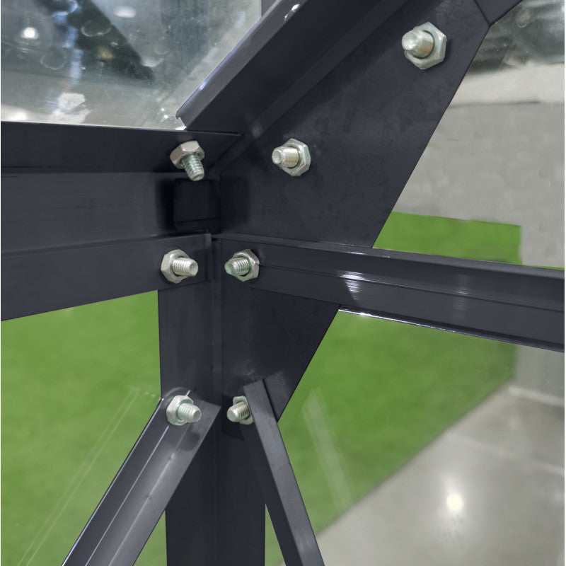 Garten-Gewächshaus RINCA – 4,57 m², Aluminium Anthrazit & 4 mm Sicherheitsglas
