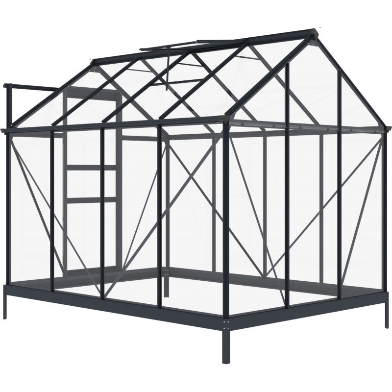 Garten-Gewächshaus RINCA – 4,57 m², Aluminium Anthrazit & 4 mm Sicherheitsglas