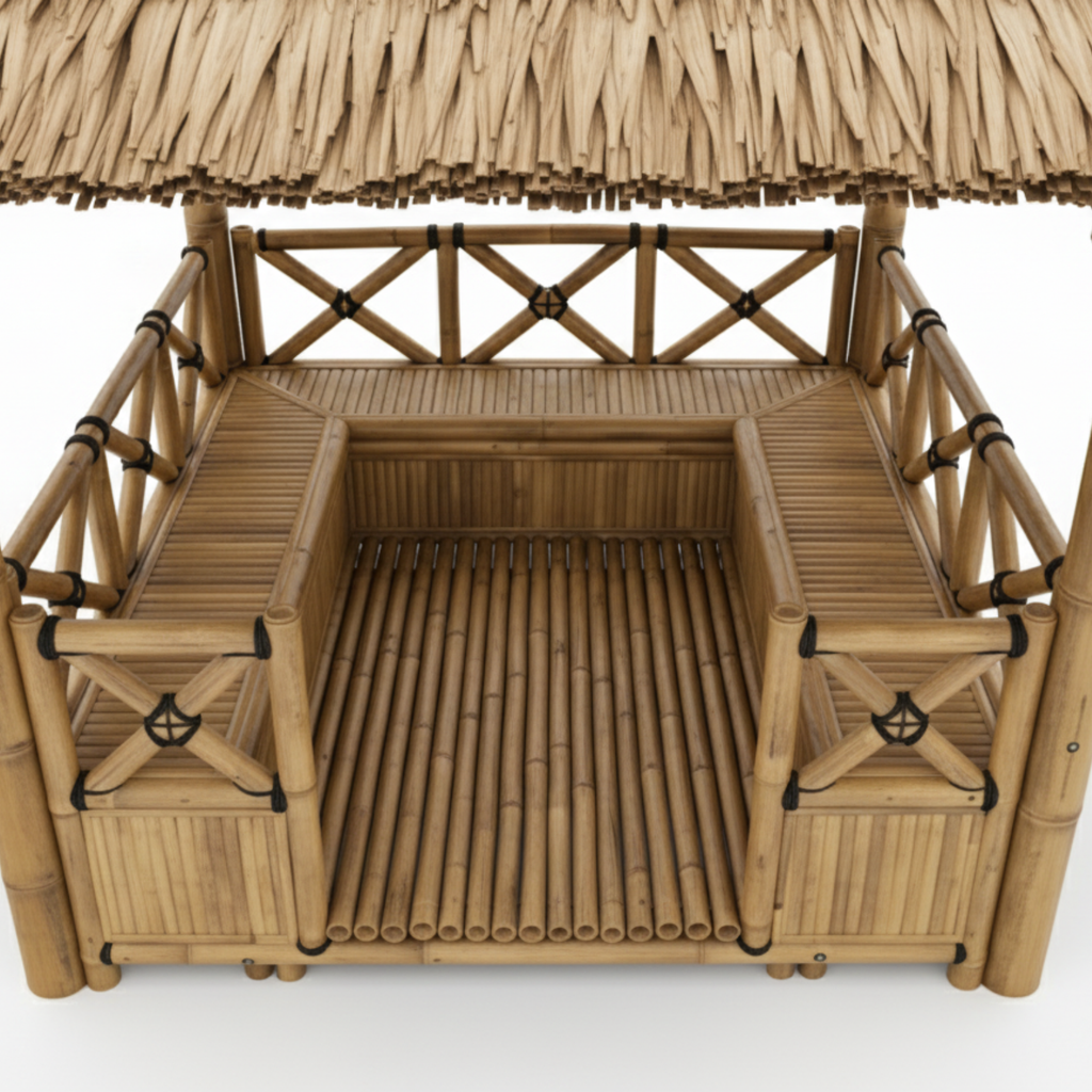 Bambus-Paillote mit Sitzbänken M1 | Gazebo & Pergola