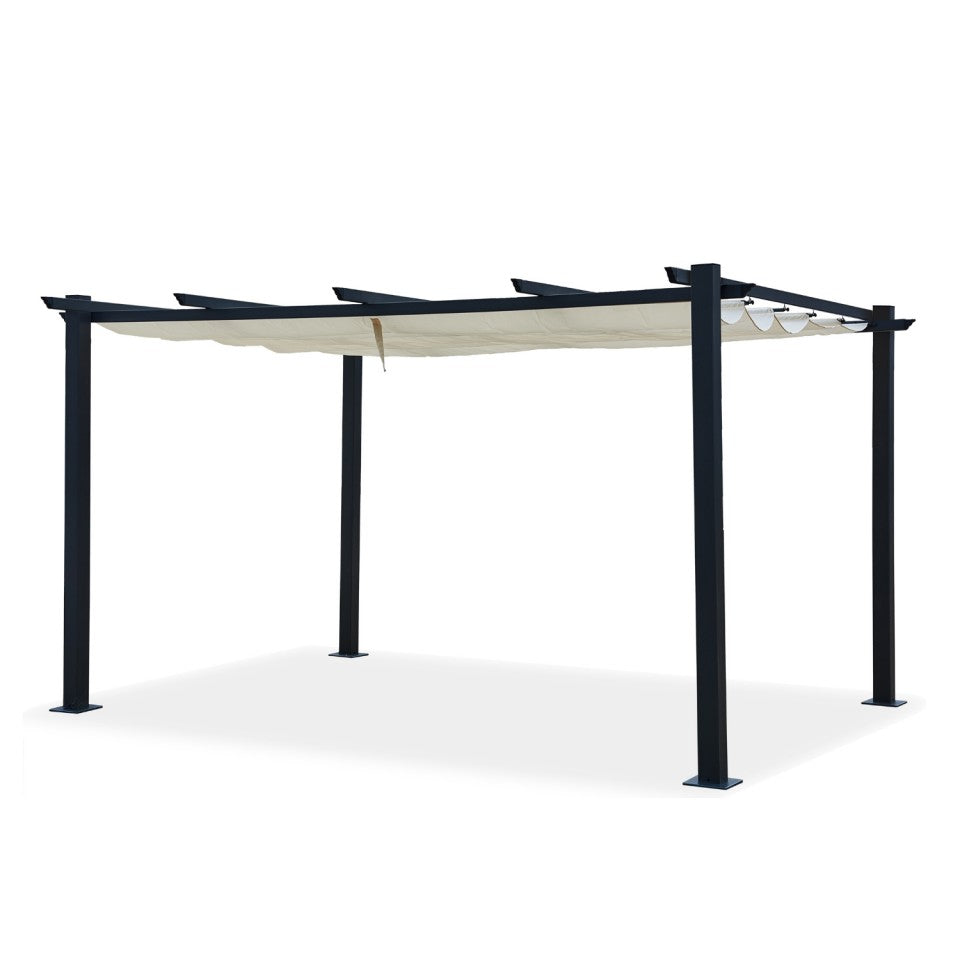 Pergola aus Aluminium, 3×4 m, mit ausziehbarem Schiebedach